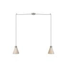 2-light pendant lamp with wooden conical lampshades