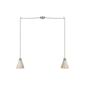 2-light pendant lamp with wooden conical lampshades
