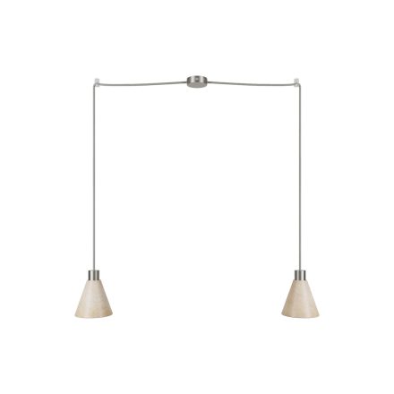 2-light pendant lamp with wooden conical lampshades