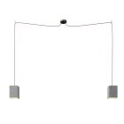 Spider – 2-light multifunctional pendant lamp Made in Italy with fabric cables and concrete lampshade
