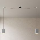 Spider – 2-light multifunctional pendant lamp Made in Italy with fabric cables and concrete lampshade