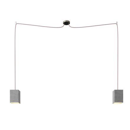 Spider – 2-light multifunctional pendant lamp Made in Italy with fabric cables and concrete lampshade