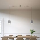 Spider – 2-light multifunctional pendant lamp Made in Italy with fabric cables and concrete lampshade