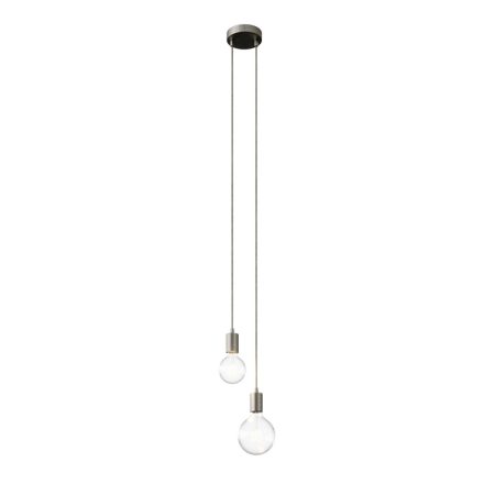 2-light multifunctional pendant lamp with fabric cables and metal surfaces