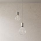 2-light multifunctional pendant lamp with fabric cables and metal surfaces