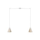 2-light pendant lamp with wooden conical lampshades