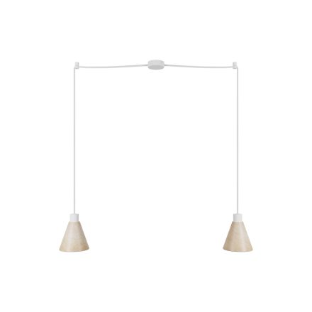 2-light pendant lamp with wooden conical lampshades