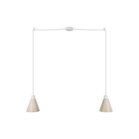 2-light pendant lamp with wooden conical lampshades