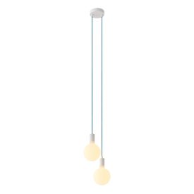   2-light multifunctional pendant lamp with fabric cables and metal surfaces
