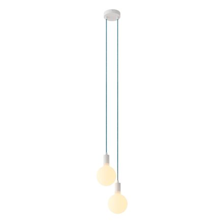 2-light multifunctional pendant lamp with fabric cables and metal surfaces