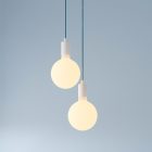 2-light multifunctional pendant lamp with fabric cables and metal surfaces