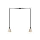 2-light pendant lamp with wooden conical lampshades