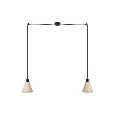 2-light pendant lamp with wooden conical lampshades