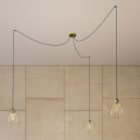 Spider - 3-light multifunctional pendant lamp Made in Italy with fabric cables and Drop lampshade