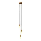 3-light multifunctional pendant lamp with fabric cables and metal surfaces