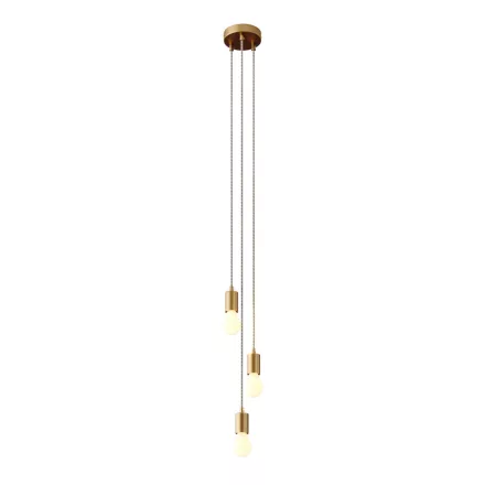 3-light multifunctional pendant lamp with fabric cables and metal surfaces