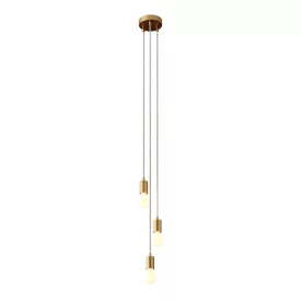   3-light multifunctional pendant lamp with fabric cables and metal surfaces