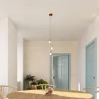 3-light multifunctional pendant lamp with fabric cables and metal surfaces