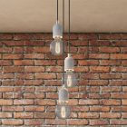 3-light pendant lamp with 200 mm round Rose-One, fabric cable and concrete finish