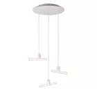 Esse14 suspended lamp with 3 asymmetrical curtains, Rose-One accessories, fabric cables and metal coatings