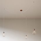 Spider - 3-light multifunctional pendant lamp Made in Italy with fabric cables and Drop lampshade