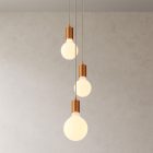 3-light multifunctional pendant lamp with fabric cables and metal surfaces