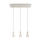 3-light pendant lamp with 675 mm rectangular XXL Rose-One, fabric cable and metal surfaces