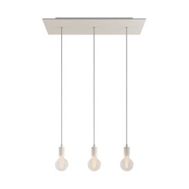   3-light pendant lamp with 675 mm rectangular XXL Rose-One, fabric cable and metal surfaces