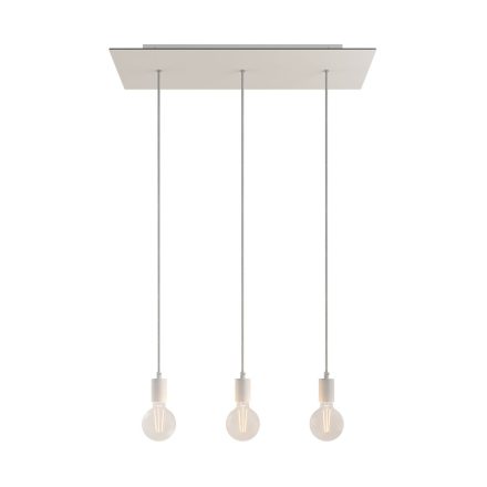 3-light pendant lamp with 675 mm rectangular XXL Rose-One, fabric cable and metal surfaces