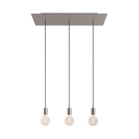   3-light pendant lamp with 675 mm rectangular XXL Rose-One, fabric cable and metal surfaces