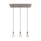 3-light pendant lamp with 675 mm rectangular XXL Rose-One, fabric cable and metal surfaces