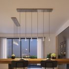 3-light pendant lamp with 675 mm rectangular XXL Rose-One, fabric cable and metal surfaces