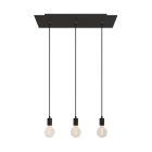 3-light pendant lamp with 675 mm rectangular XXL Rose-One, fabric cable and metal surfaces