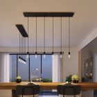 3-light pendant lamp with 675 mm rectangular XXL Rose-One, fabric cable and metal surfaces