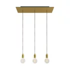 3-light pendant lamp with 675 mm rectangular XXL Rose-One, fabric cable and metal surfaces