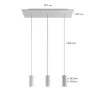 3-light pendant lamp with 675 mm rectangular XXL Rose-One, fabric cable and metal Tub-E14 lampshade