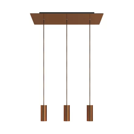 3-light pendant lamp with 675 mm rectangular XXL Rose-One, fabric cable and metal Tub-E14 lampshade