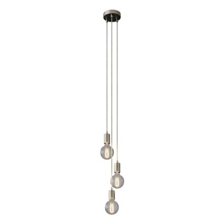 3-light multifunctional pendant lamp with fabric cables and metal surfaces