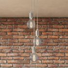 3-light multifunctional pendant lamp with fabric cables and metal surfaces