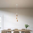 3-light multifunctional pendant lamp with fabric cables and Double Tub-E14 metal lampshade