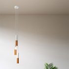 3-light multifunctional pendant lamp with fabric cables and Double Tub-E14 metal lampshade