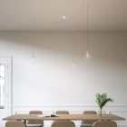 Spider - 3-light multifunctional pendant lamp Made in Italy with fabric cables and Drop lampshade