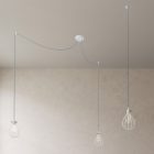 Spider - 3-light multifunctional pendant lamp Made in Italy with fabric cables and Drop lampshade