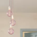 3-light multifunctional pendant lamp with fabric cables and metal surfaces
