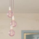 3-light multifunctional pendant lamp with fabric cables and metal surfaces