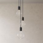 3-light multifunctional pendant lamp with fabric cables and metal surfaces