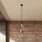 3-light multifunctional pendant lamp with fabric cables and Double Tub-E14 metal lampshade