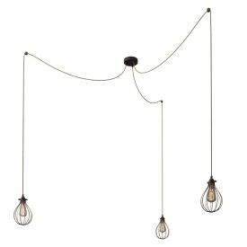   Spider - 3-light multifunctional pendant lamp Made in Italy with fabric cables and Drop lampshade