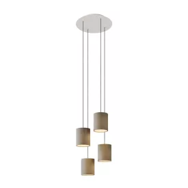   4-light pendant lamp with 400 mm round XXL Rose-One, fabric cable and fabric cylindrical lampshade