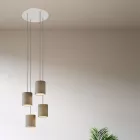 4-light pendant lamp with 400 mm round XXL Rose-One, fabric cable and fabric cylindrical lampshade